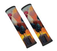 Entemne Car Seat Belt Covers Sunset Rooster Art Painting Seat Belt Comfort Pads For Kids Adults Men Women Soft Seatbelt Cushion Shoulder Strap Pads For Bags, 2 Pcs