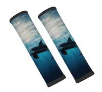 Entemne Car Seat Belt Covers Turquoise Sea Killer Whale Orca Seat Belt Comfort Pads For Kids Adults Men Women Soft Seatbelt Cushion Shoulder Strap Pads For Bags, 2 Pcs