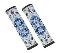 Entemne Car Seat Belt Covers Vintage Blue Mandala Floral Seat Belt Comfort Pads For Kids Adults Men Women Soft Seatbelt Cushion Shoulder Strap Pads For Bags, 2 Pcs