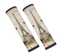 Entemne Car Seat Belt Covers Vintage Eiffel Tower Rose Flower Seat Belt Comfort Pads For Kids Adults Men Women Soft Seatbelt Cushion Shoulder Strap Pads For Bags, 2 Pcs