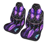 Entemne Car Seat Covers Front Pair Purple Butterfly Dream Catcher Car Seat Covers Breathable Elastic Universal Fit Seat Protector For Carseat Van Trucks Suv Auto Interior Decor