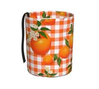 Entemne Car Trash Bin Orange Flowers Buffalo Check Waterproof Leakproof Car Trash Can Collapsible Oxford Hanging Vehicle Litter Bag for Seat Headrest 4L Small Organiser Bins