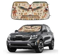 Entemne Car Windscreen Sunshade Ancient Egyptian Mural Front Windshield Sun Shade Foldable UV Ray Reflector Heat Shield for SUV Van Truck Auto Interior Protector 140x70cm
