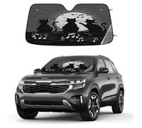 Entemne Car Windscreen Sunshade Cats Musical Notes Front Windshield Sun Shade Foldable UV Ray Reflector Heat Shield for SUV Van Truck Auto Interior Protector 140x70cm