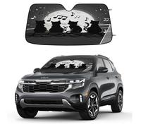 Entemne Car Windscreen Sunshade Cats Musical Notes Moon Front Windshield Sun Shade Foldable UV Ray Reflector Heat Shield for SUV Van Truck Auto Interior Protector 140x70cm