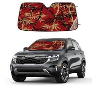 Entemne Car Windscreen Sunshade Chinese Japanese Bamboo Art Front Windshield Sun Shade Foldable UV Ray Reflector Heat Shield for SUV Van Truck Auto Interior Protector 140x70cm