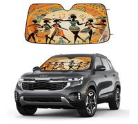 Entemne Car Windscreen Sunshade Dancing African Women Ethnic Pattern Front Windshield Sun Shade Foldable UV Ray Reflector Heat Shield for SUV Van Truck Auto Interior Protector 140x70cm