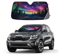 Entemne Car Windscreen Sunshade Northern Lights Aurora View Front Windshield Sun Shade Foldable UV Ray Reflector Heat Shield for SUV Van Truck Auto Interior Protector 140x70cm