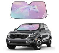 Entemne Car Windscreen Sunshade Rainbow Unicorn Fantasy Magic Front Windshield Sun Shade Foldable UV Ray Reflector Heat Shield for SUV Van Truck Auto Interior Protector 140x70cm