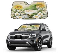 Entemne Car Windscreen Sunshade Spring Daisy Flowers Gnome Front Windshield Sun Shade Foldable UV Ray Reflector Heat Shield for SUV Van Truck Auto Interior Protector 140x70cm