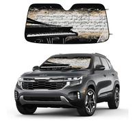 Entemne Car Windscreen Sunshade Vintage Music Notes Piano Front Windshield Sun Shade Foldable UV Ray Reflector Heat Shield for SUV Van Truck Auto Interior Protector 140x70cm