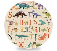 Entemne Coasters Set of 1 Education Alphabet Letter Cartoon Dinosaur Absorbent Ceramic Drinks Coasters with Cork Backing, Table Protection Heat Resistant Non Slip Bar Cup Mats Housewarming Gift