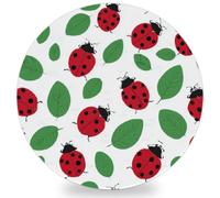 Entemne Coasters Set of 1 Ladybugs Green Leaves Pattern Absorbent Ceramic Drinks Coasters with Cork Backing, Table Protection Heat Resistant Non Slip Bar Cup Mats Housewarming Gift