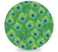 Entemne Coasters Set of 1 Peacock Feathers Green Pattern Absorbent Ceramic Drinks Coasters with Cork Backing, Table Protection Heat Resistant Non Slip Bar Cup Mats Housewarming Gift