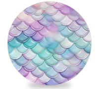 Entemne Coasters Set of 1 Pink Blue Mermaid Scales Ombre Pattern Absorbent Ceramic Drinks Coasters with Cork Backing, Table Protection Heat Resistant Non Slip Bar Cup Mats Housewarming Gift