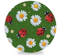 Entemne Coasters Set of 1 Spring Ladybugs Daisy Flowers Absorbent Ceramic Drinks Coasters with Cork Backing, Table Protection Heat Resistant Non Slip Bar Cup Mats Housewarming Gift