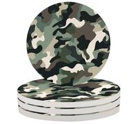 Entemne Coasters Set of 4 Camouflage Pattern Military Camo Absorbent Ceramic Drinks Coasters with Cork Backing, Table Protection Heat Resistant Non Slip Bar Cup Mats Housewarming Gift