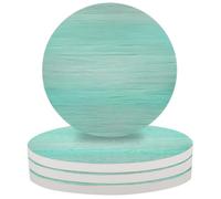 Entemne Coasters Set of 4 Teal Blue Wooden Absorbent Ceramic Drinks Coasters with Cork Backing, Table Protection Heat Resistant Non Slip Bar Cup Mats Housewarming Gift