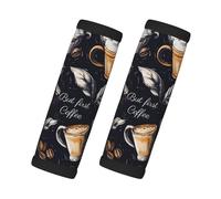 Entemne Coffee Theme Pattern Beans Cup Luggage Handle Wraps 2 Pack Luggage Identifiers for Suitcase Soft Neoprene Handle Covers for Trolley Door Handles Grip Travel Accessories