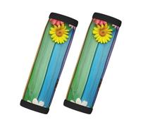 Entemne Colorfu Flowers Butterfly Wooden Luggage Handle Wraps 2 Pack Luggage Identifiers for Suitcase Soft Neoprene Handle Covers for Trolley Door Handles Grip Travel Accessories