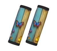 Entemne Colorful Wooden Flowers Luggage Handle Wraps 2 Pack Luggage Identifiers for Suitcase Soft Neoprene Handle Covers for Trolley Door Handles Grip Travel Accessories