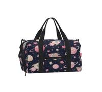 Entemne Cute Pink Space Rockets Star Sports Gym Bag with Shoe Compartment Women Men Travel Bag Lightweight Water-Resistant Weekend Overnight Carry On Luggage