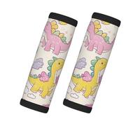 Entemne Cute Pink Yellow Dinosaur Pattern Luggage Handle Wraps 2 Pack Luggage Identifiers for Suitcase Soft Neoprene Handle Covers for Trolley Door Handles Grip Travel Accessories