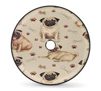 Entemne Cute Pugs Paw Prints Dog Bones Spare Tyre Cover with Backup Camera Hole 14 In Dust-Proof Waterproof Tire Cover for RV Trailer Jeep SUV Wheel Protector for Diameter 69CM/27in