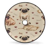 Entemne Cute Pugs Paw Prints Dog Bones Spare Tyre Cover with Backup Camera Hole 16 In Dust-Proof Waterproof Tire Cover for RV Trailer Jeep SUV Wheel Protector for Diameter 79CM/31in