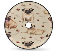 Entemne Cute Pugs Paw Prints Dog Bones Spare Tyre Cover with Backup Camera Hole 17 In Dust-Proof Waterproof Tire Cover for RV Trailer Jeep SUV Wheel Protector for Diameter 83CM/33in