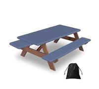 Entemne Déjà Vu Blue Picnic Table Cover Set with 2 Bench Covers, 5ft