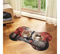 Entemne Dog Feeding Mat Absorbent Dog Bowl Mat With Non-Slip Rubber Backing 50x30cm Paris Eiffel Oil Painting France Pet Feeding Mats For Cat Waterproof Water Bowl Pad Placemat Protect Floor