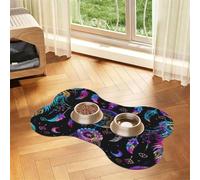 Entemne Dog Feeding Mat Absorbent Dog Bowl Mat With Non-Slip Rubber Backing 60x40cm Colorful Dreamcatcher Feather Pattern Pet Feeding Mats For Cat Waterproof Water Bowl Pad Placemat Protect Floor