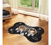 Entemne Dog Feeding Mat Absorbent Dog Bowl Mat With Non-Slip Rubber Backing 60x40cm Dreamcatcher Moon Black Pet Feeding Mats For Cat Waterproof Water Bowl Pad Placemat Protect Floor