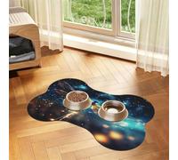 Entemne Dog Feeding Mat Absorbent Dog Bowl Mat With Non-Slip Rubber Backing 60x40cm Fantasy Galaxy Dragonfly Pet Feeding Mats For Cat Waterproof Water Bowl Pad Placemat Protect Floor