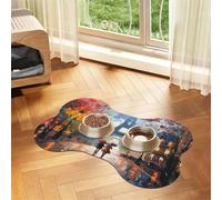 Entemne Dog Feeding Mat Absorbent Dog Bowl Mat With Non-Slip Rubber Backing 60x40cm Paris City View Eiffel Tower Pet Feeding Mats For Cat Waterproof Water Bowl Pad Placemat Protect Floor