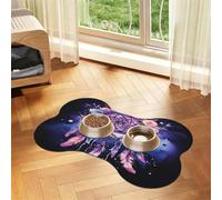 Entemne Dog Feeding Mat Absorbent Dog Bowl Mat With Non-Slip Rubber Backing 60x40cm Purple Floral Dreamcatcher Pet Feeding Mats For Cat Waterproof Water Bowl Pad Placemat Protect Floor