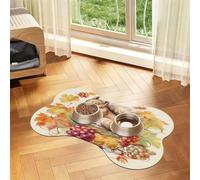 Entemne Dog Feeding Mat Absorbent Pet Bowl Mat With Non-Slip Rubber Backing 60x40cm Autumn Maple Leaves Squirrel Harvest Fruits Pet Feeding Mats Cat Waterproof Water Bowl Pad Placemat Protect Floor