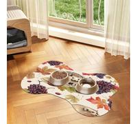 Entemne Dog Feeding Mat Absorbent Pet Bowl Mat With Non-Slip Rubber Backing 60x40cm Fall Maple Leaves Harvest Fruits Cute Hedgehog Pet Feeding Mats Cat Waterproof Water Bowl Pad Placemat Protect Floor