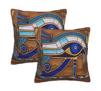 Entemne Egyptian Horus Eye Cushion Covers 45x45cm Sofa Cushion Covers Set of 2 Soft Cozy Square Throw Pillow Cases with Hidden Zipper For Bed Couch Car Bench Decor