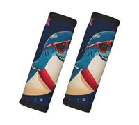 Entemne Funny Sea Shark Fish Pattern Luggage Handle Wraps 2 Pack Luggage Identifiers for Suitcase Soft Neoprene Handle Covers for Trolley Door Handles Grip Travel Accessories