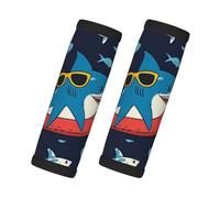 Entemne Funny Shark Surfboard Pattern Luggage Handle Wraps 2 Pack Luggage Identifiers for Suitcase Soft Neoprene Handle Covers for Trolley Door Handles Grip Travel Accessories