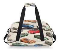 Entemne Kids Duffel Bag for Boys Sport Gym Bag Small Travel Bag Foldable Lightweight Carry on Weekender Overnight Bags with Shoulder Strap, Cool Race Cars, One size, Sporty