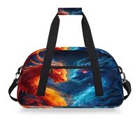 Entemne Kids Duffel Bag for Boys Sport Gym Bag Small Travel Bag Foldable Lightweight Carry on Weekender Overnight Bags with Shoulder Strap, Abstract Fire Dragon, One size