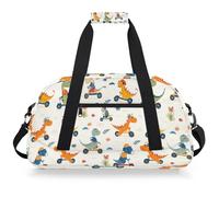 Entemne Kids Duffel Bag for Boys Sport Gym Bag Small Travel Bag Foldable Lightweight Carry on Weekender Overnight Bags with Shoulder Strap, funny cartoon dinosaurs, One size