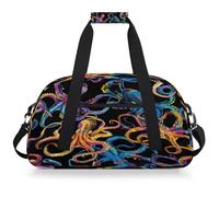 Entemne Kids Duffle Bag Colorful Octopus Pattern Water-Resistant Gym Sports Bag Lightweight Travel Duffel for Boys Girls Carry On Overnight Weekender Bag