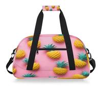 Entemne Kids Duffle Bag Cute Pineapple Cookie Water-Resistant Gym Sports Bag Lightweight Travel Duffel for Boys Girls Carry On Overnight Weekender Bag