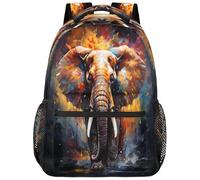Entemne Kids School Bag for Boys Girls-African Elephant Graffiti Painting Large Rucksack for Primary Secondary School Waterproof Lightweight Bookbag for Teens Travel Hiking