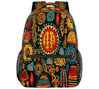 Entemne Kids School Bag for Boys Girls-Ethnic African Floral Pattern Large Rucksack for Primary Secondary School Waterproof Lightweight Bookbag for Teens Travel Hiking