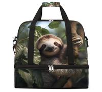 Entemne Large Travel Bag for Women Men Cute Wildlife Sloth Foldable Duffle Holdall Bag with Shoe Compartment Lightweight Carry on Luggage Tote Overnight Weekender Duffels